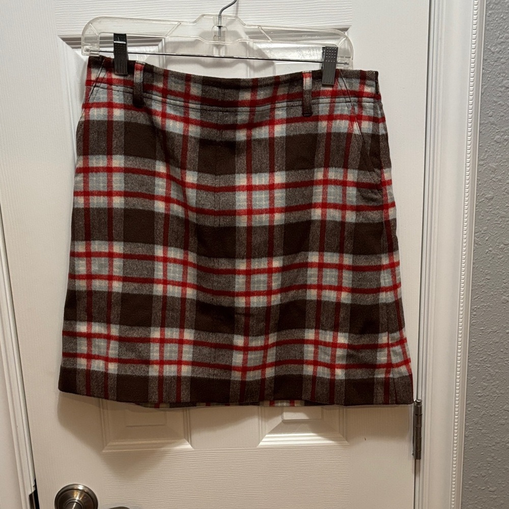 Eddie Bauer Red and Brown Plaid Mini Skirt